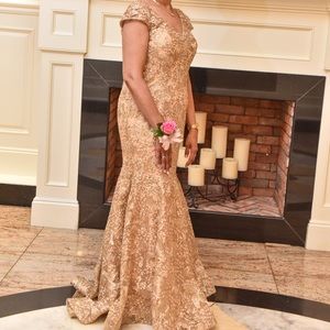 Gold mermaid dress with cap sleeves